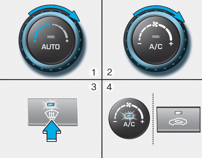 Hyundai i-20 Manuel de l'utilisateur : Pour dégivrer le pare-brise