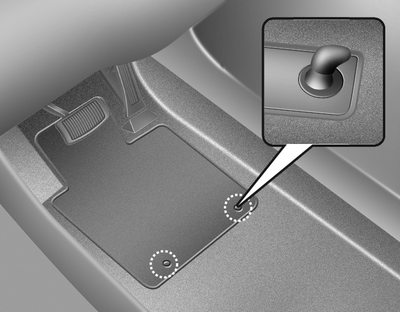 Hyundai i-20 Manuel de l'utilisateur : Clips de fixation pour tapis de sol  : Équipements intérieurs